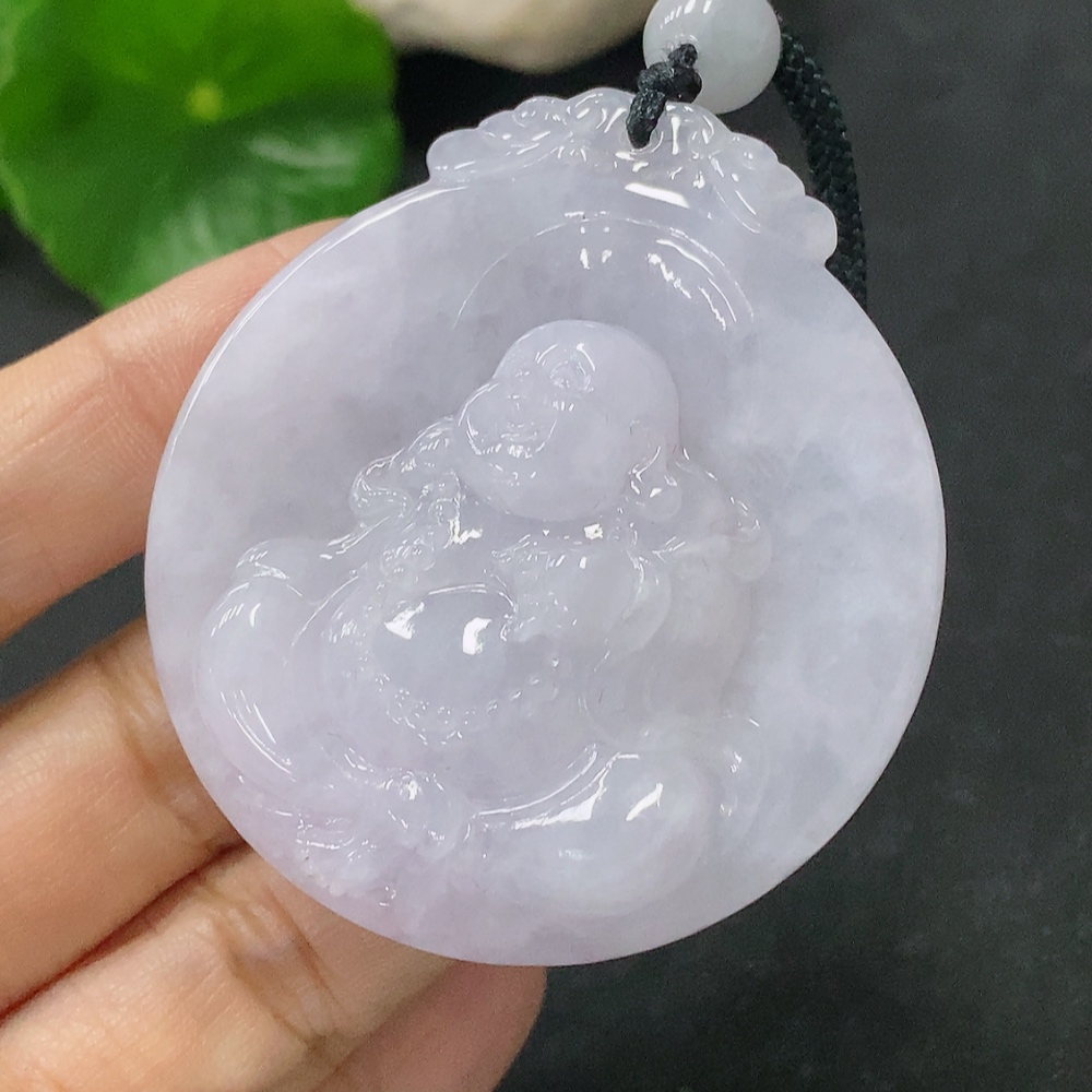 F35117563 Jadeite Buddha Pendant Total Weight Approx. 35.29g