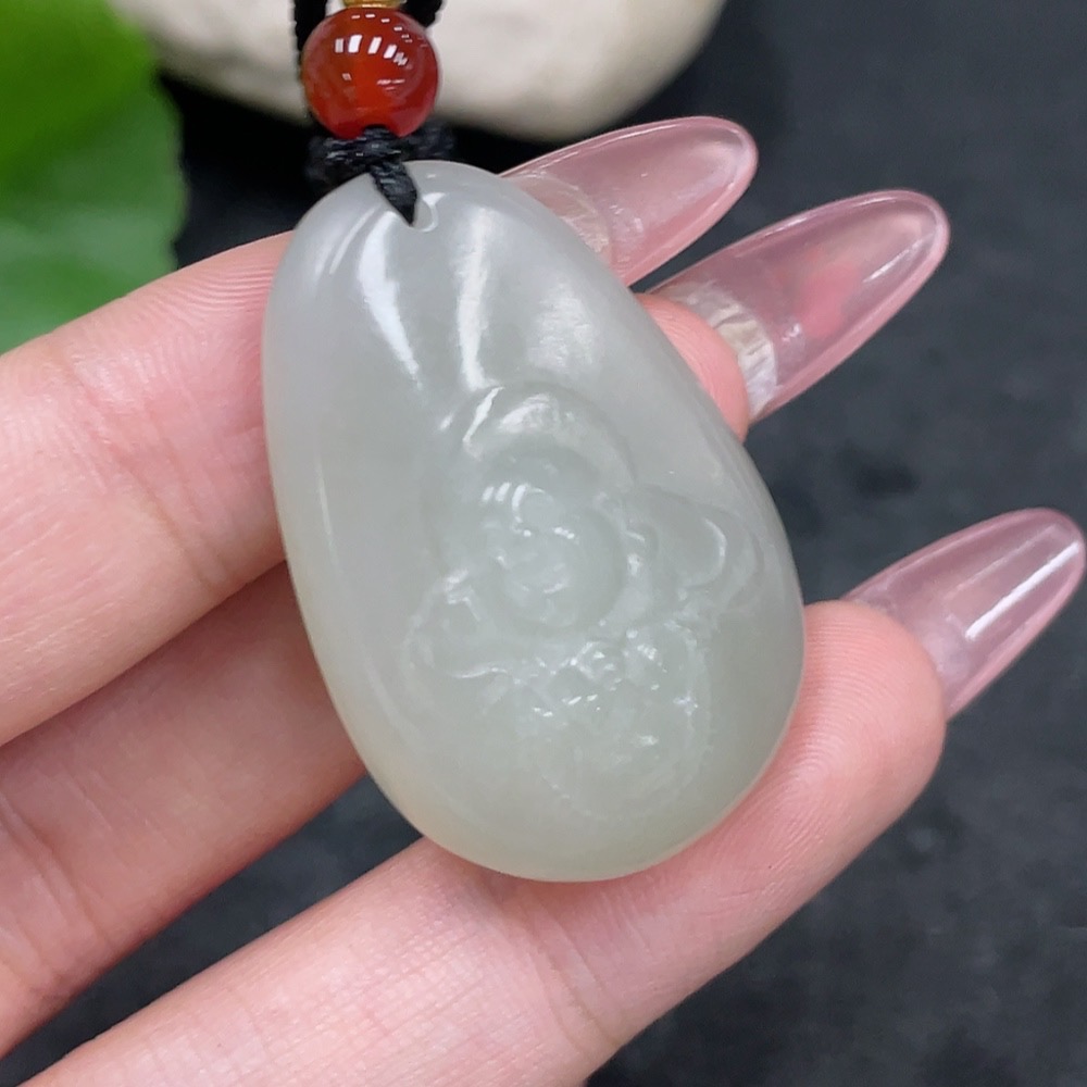 H33897631 Hetian Jade Pendant Buddha Total Weight (including rope) 12.5g