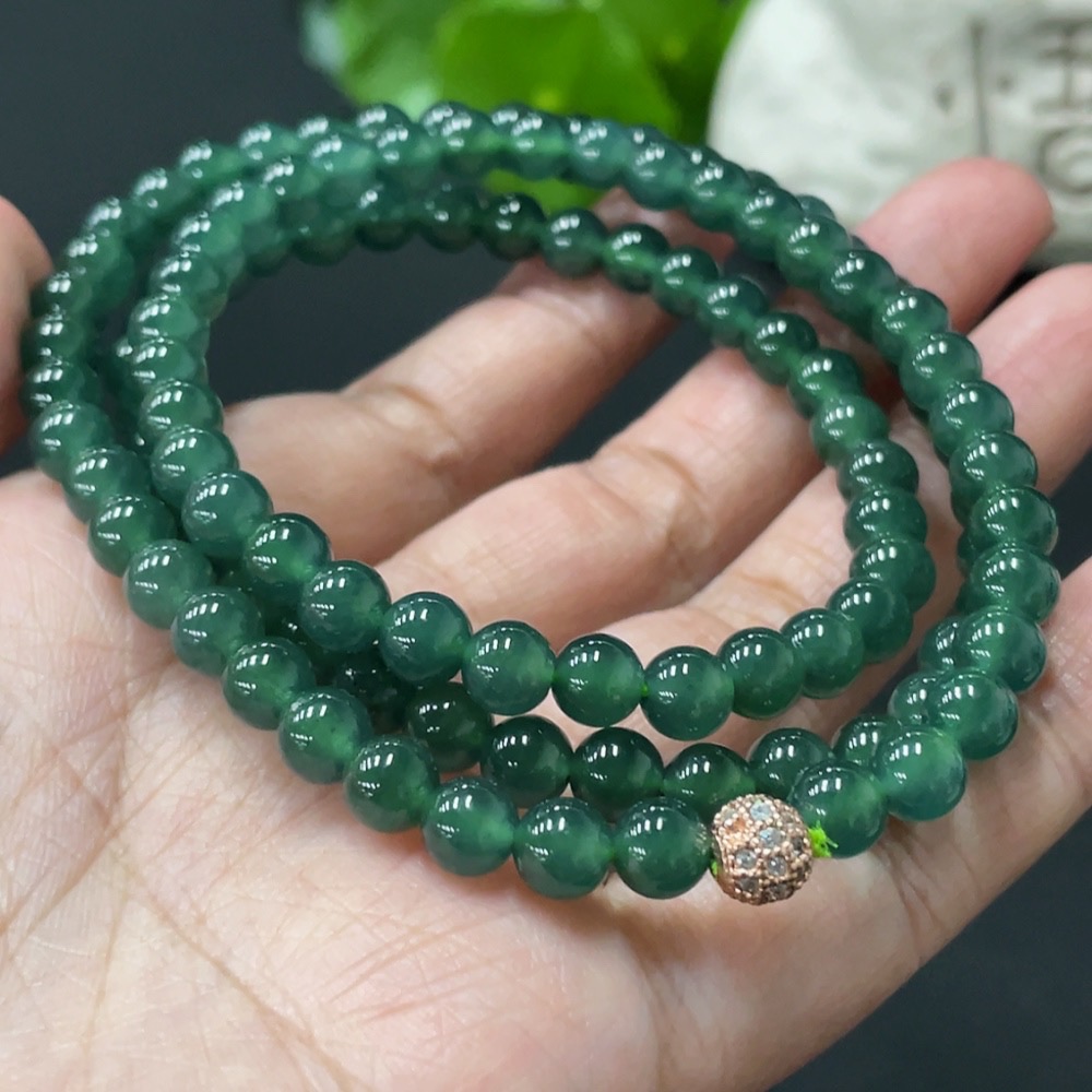 F30557611 Jadeite Beaded Necklace Approx 6.1mm Total Weight 42g Non-Gold Matching Beads
