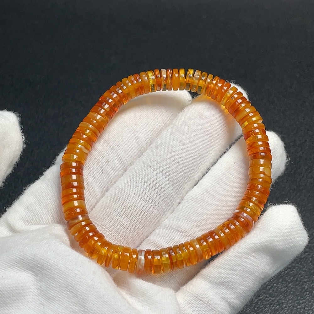 C32814901 Amber Honey Bead Bracelet, Total Weight Approx. 6.98g, Size 7mm