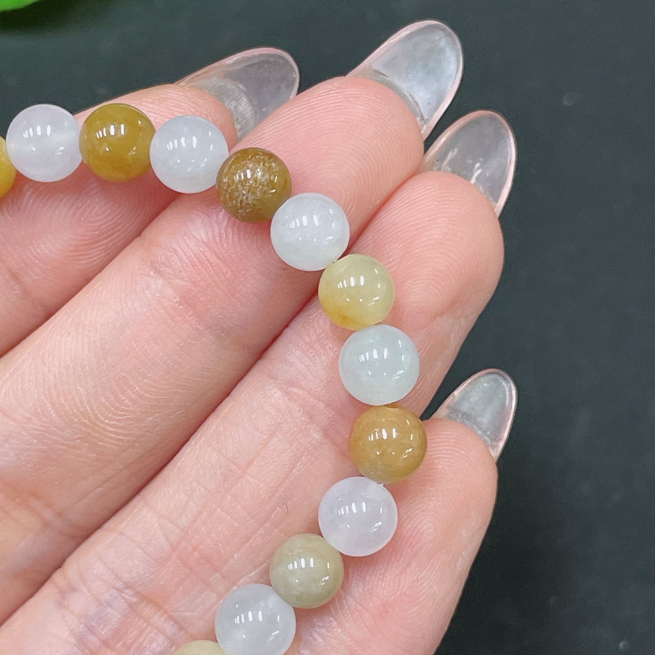F34021844 Jadeite Beads Yellow Red Color Origin Undetermined Total Weight Approx.12.4g Size Approx.6.1mm