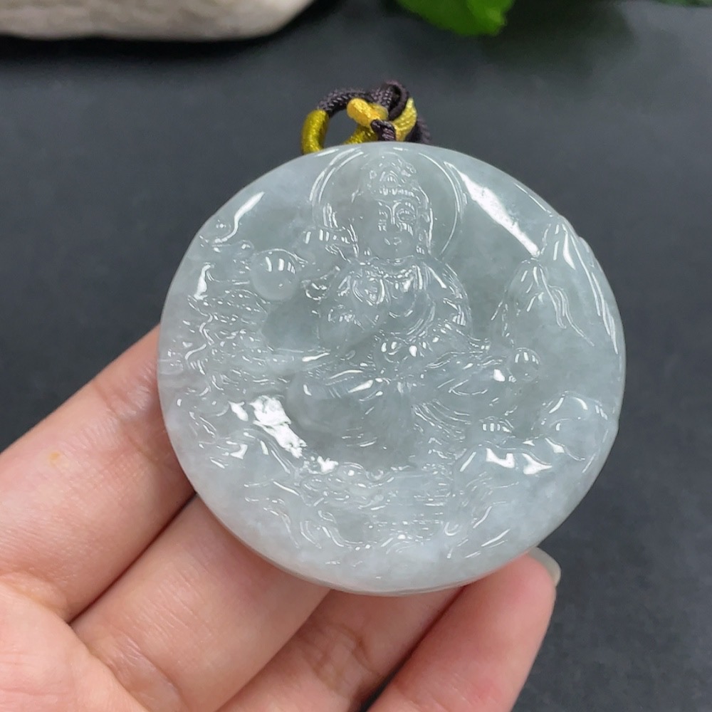 F17842834 JadeiteLandscape Guanyin Pendant Total Weight 74.636g