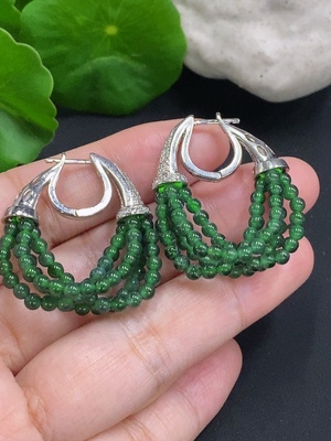 F32741408 Jadeite Inlaid Earrings Card 2.8mm Approx. Non-Gold Total Weight Approx. 10.4g