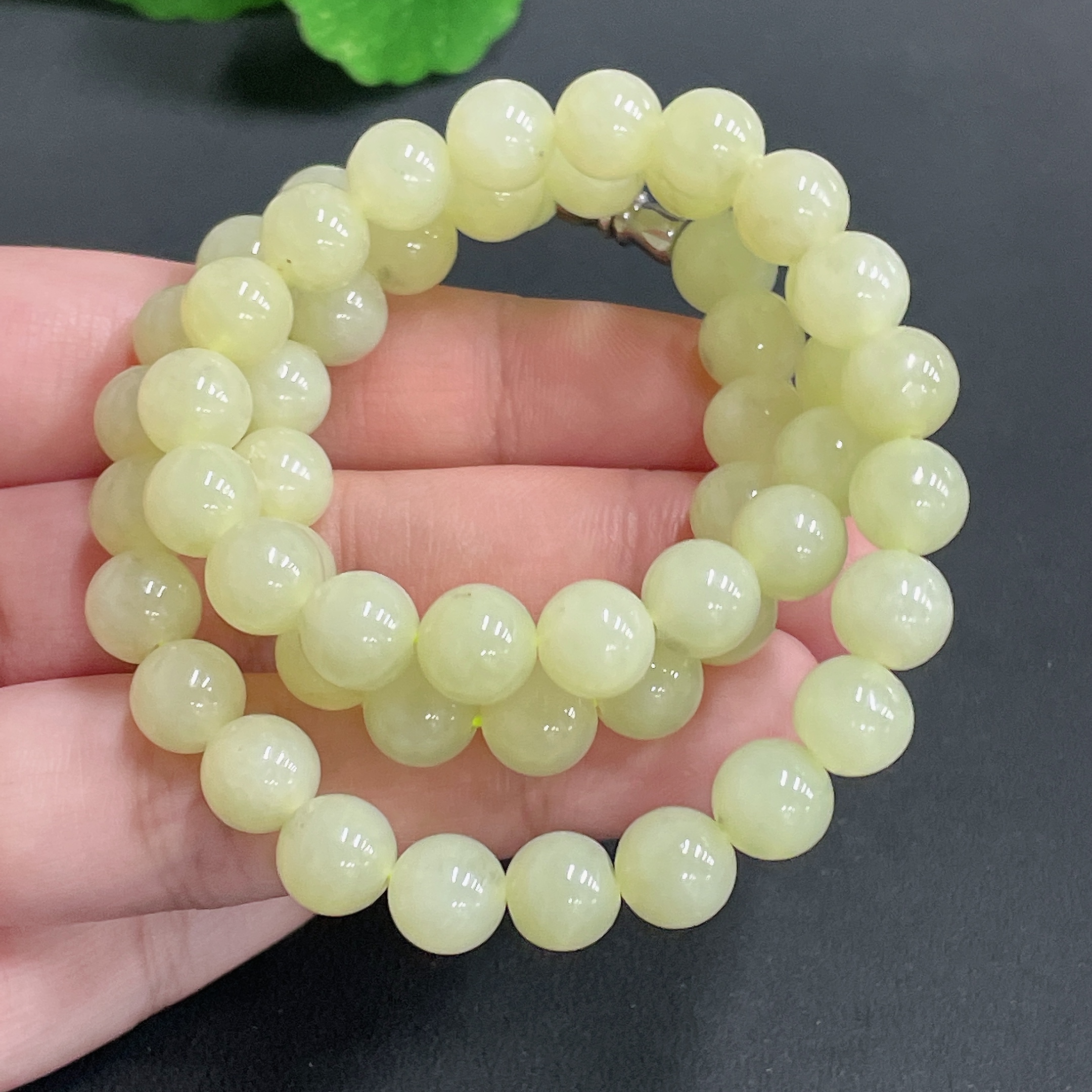 H16763844 Hetian Jade Bead Necklace, Approx. 8mm Beads, Non-Gold, Total Weight Approx. 45.38g