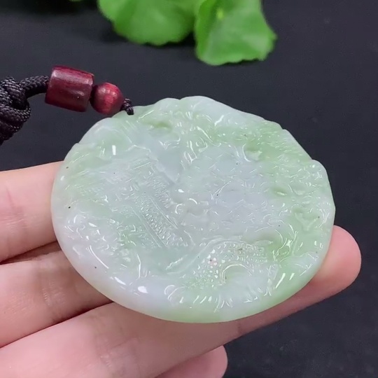 F31683090 Jadeite Landscape Pendant Total Weight Approximately 33.8g
