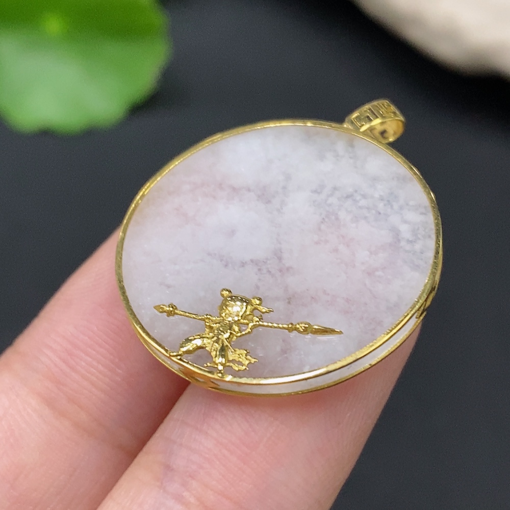 F27069590 Jadeite Plain Pendant with 18k Gold Setting, Total Weight Approx. 3.16g