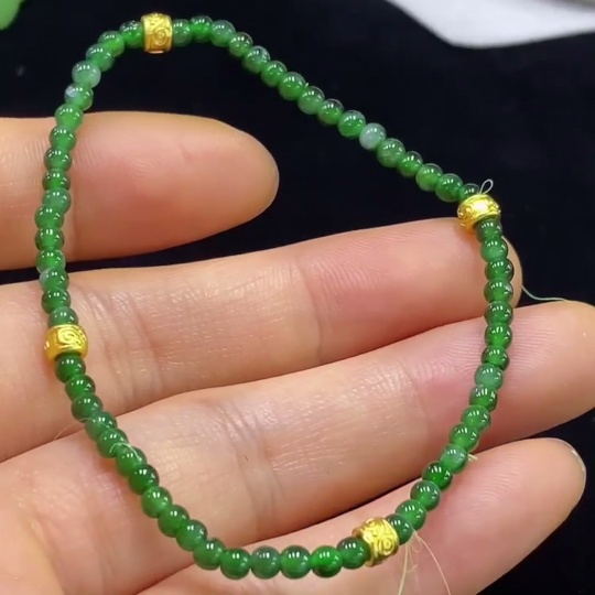 F34044450 Jadeite Bracelet approx. 2.9mm Beads Total Weight approx. 3.43g Non-Gold