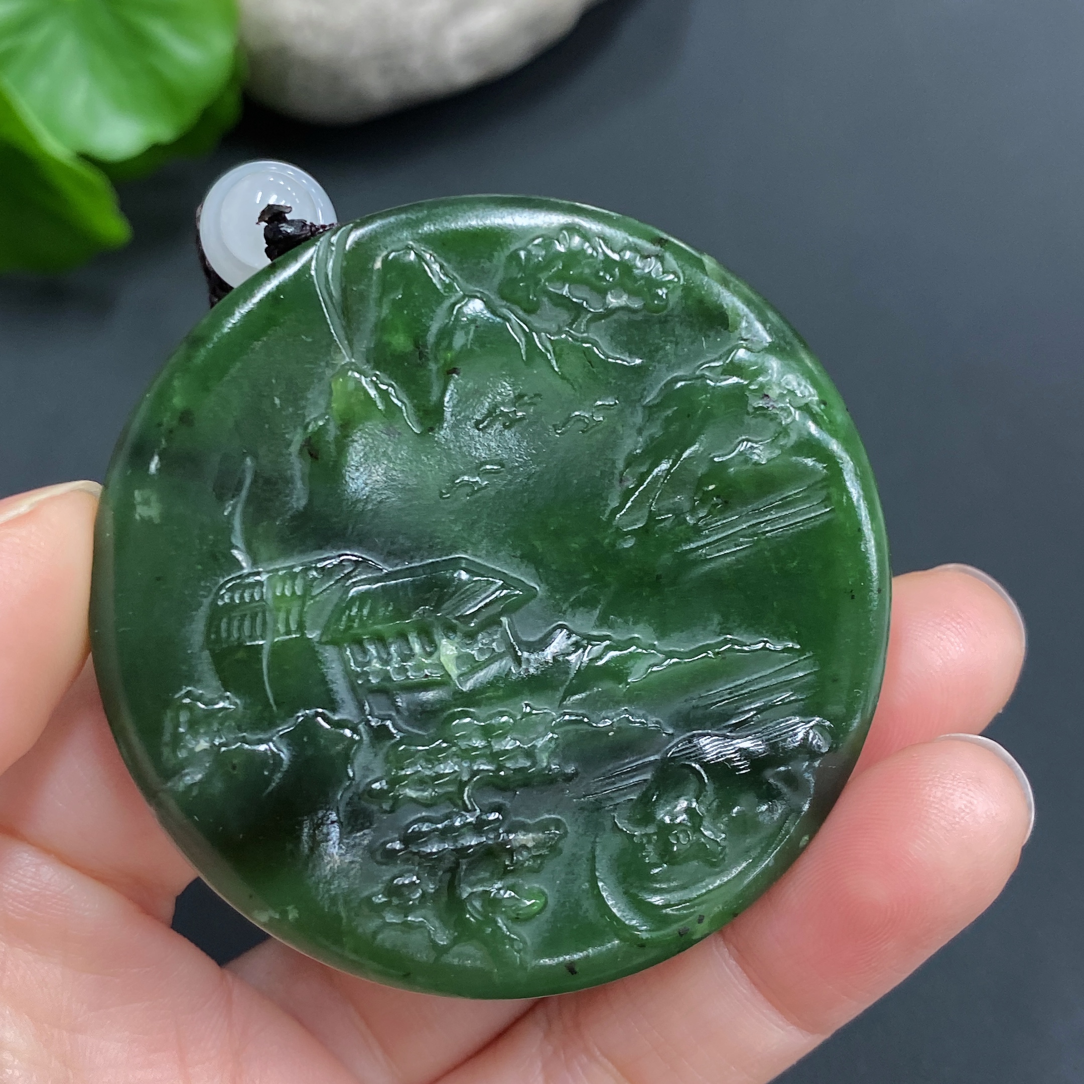 H14540287 Hetian Jade Pendant Guanyin Total Weight Approx. (including rope) 69g