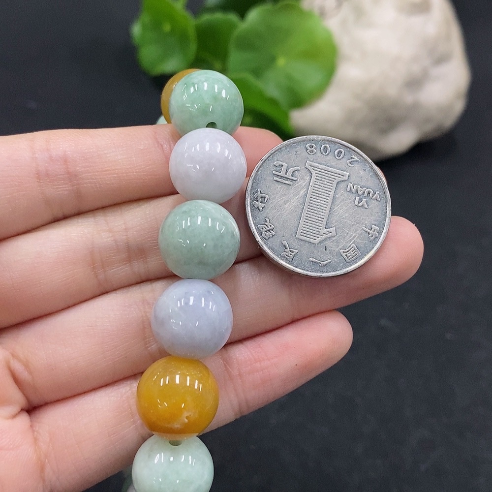 F34057167 Jadeite Bracelet Approx.13mm Beads Total Weight 55.9g Yellow Beads Non-A