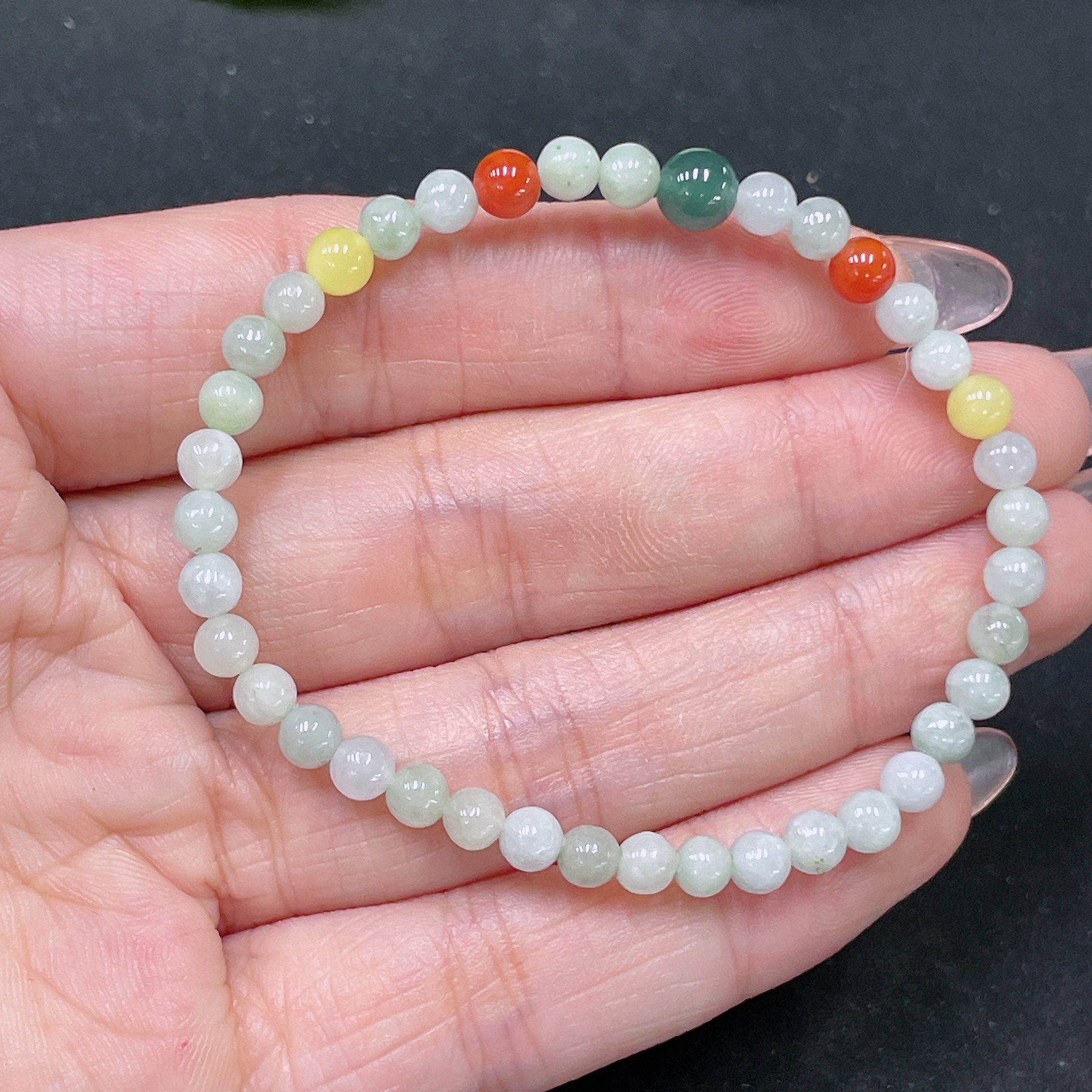 F34021360 Jadeite Bracelet Max. 5.8mm Approx. Total Weight 5.5g With Non-Grade A Beads