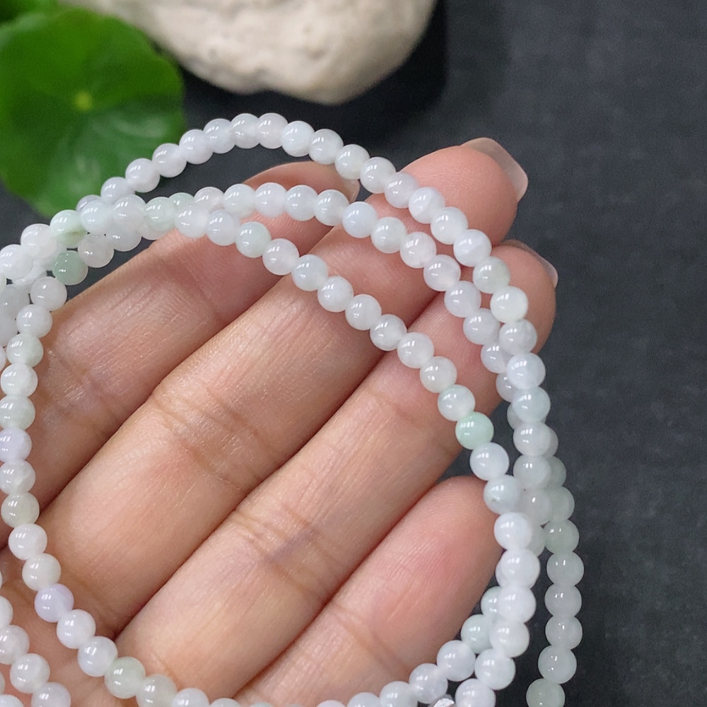 F34041957 Jadeite Bead Necklace Approx. 3.7mm Non-Gold Total Weight Approx. 14.32g