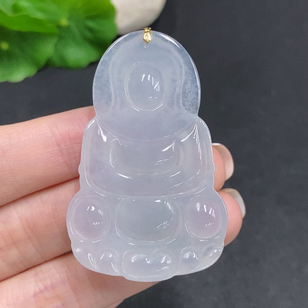F34060271 Jadeite Guanyin Pendant No Inscription Surface Gold Content 73% Total Weight Approx. 19.2g