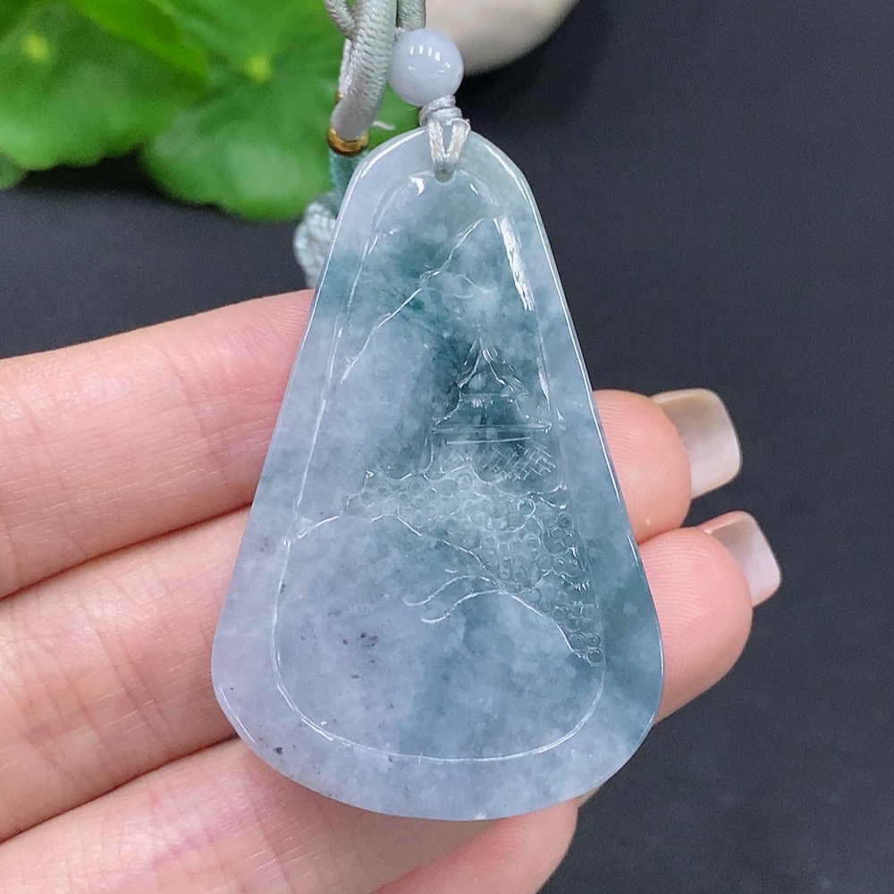 F27125523 JadeitePendant Landscape Plaque, Total Weight Approx. 29.82g