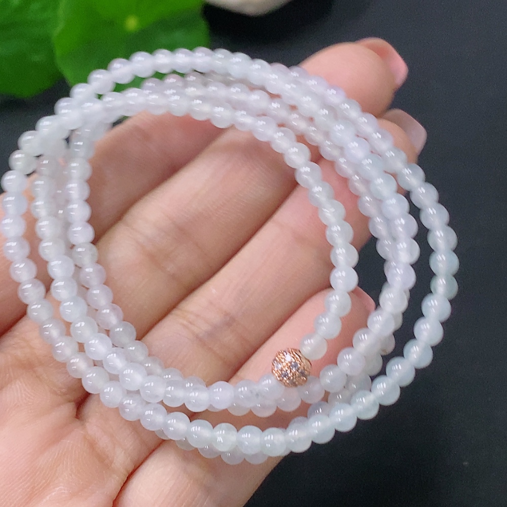 F27052029 Jadeite Bead Necklace Approx. 3.6mm Total Weight Approx. 13.47g