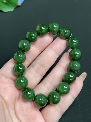 H32767538 Hetian Jade Bracelet Approx. 12.8mm Beads Total Weight Approx. 54.5g
