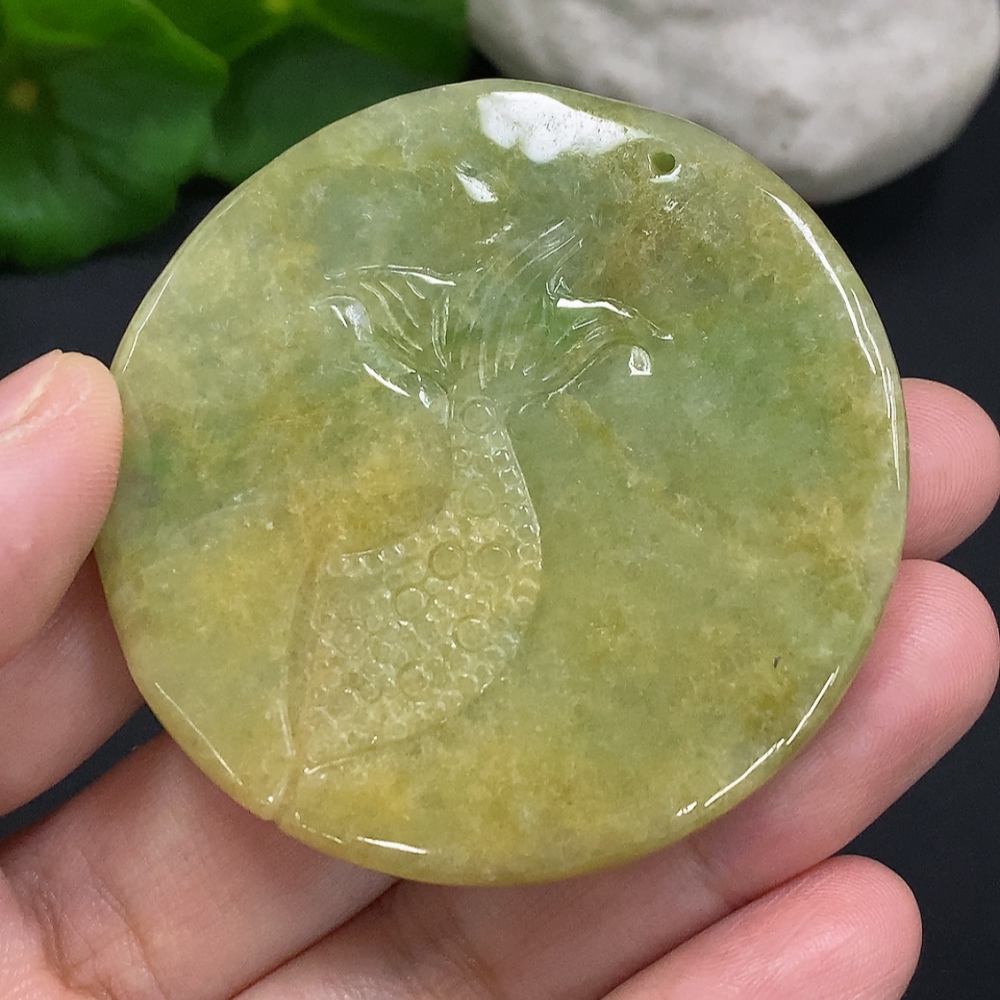 F34070785 Jadeite Pendant Dragon Plaque Total Weight Approx. 62.02g