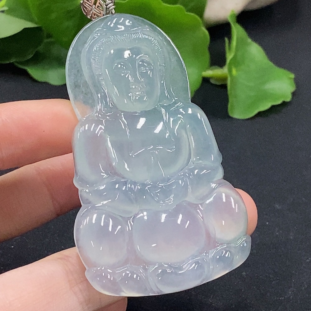 F32820203 Jadeite Guanyin Pendant Non-gold Inlaid Total Weight Approx. 26.37g