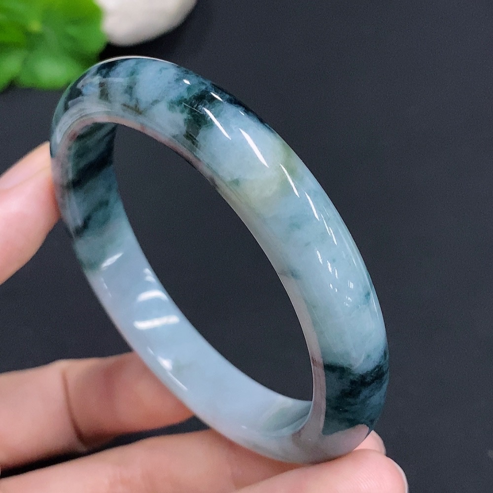 F30554637 Jadeite Round Bracelet Total Weight Approx. 42.6g Size 54 Containing Other Minerals