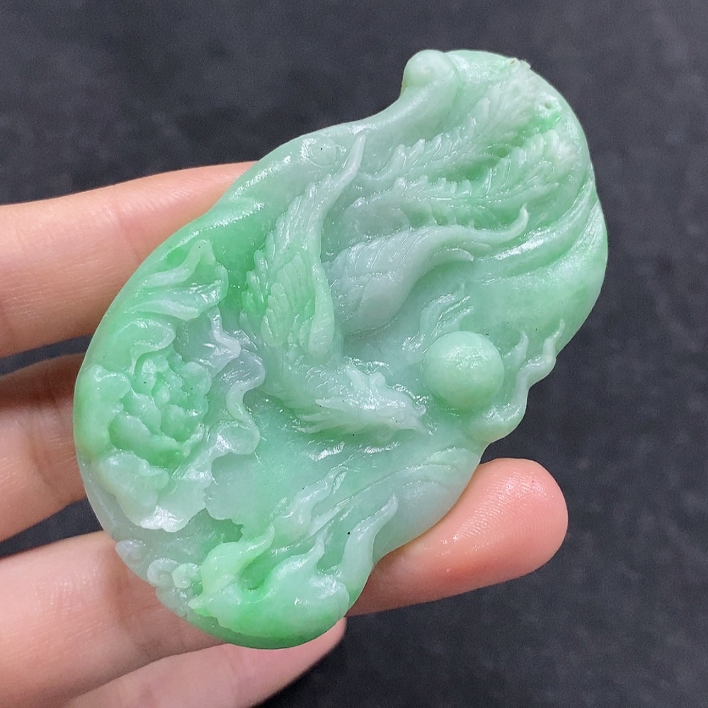 F34963417 Jadeite Phoenix Pendant Unpolished Total Weight Approx. 37g