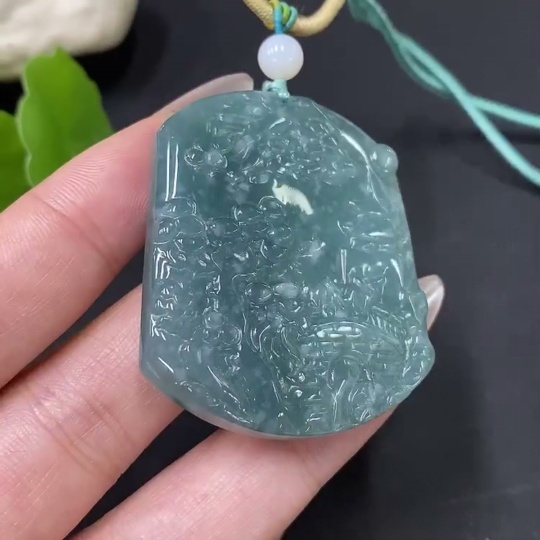 F30455916 JadeitePendant Landscape with Beads Non-Grade A Total Weight Approx. 29g