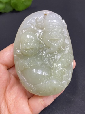 H30464875 Hetian Jade Handheld Ornament - Wealth