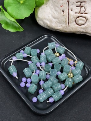 F46526054 翡翠散珠 一手走 卡7mm左右 货品总重约34g 配珠非A