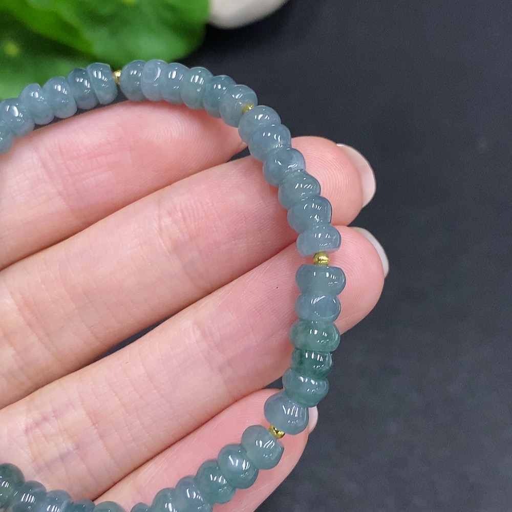 F34002938 Jadeite Bracelet Non-Gold Inlaid Total Weight Approx. 9.7g Size About 5.3mm