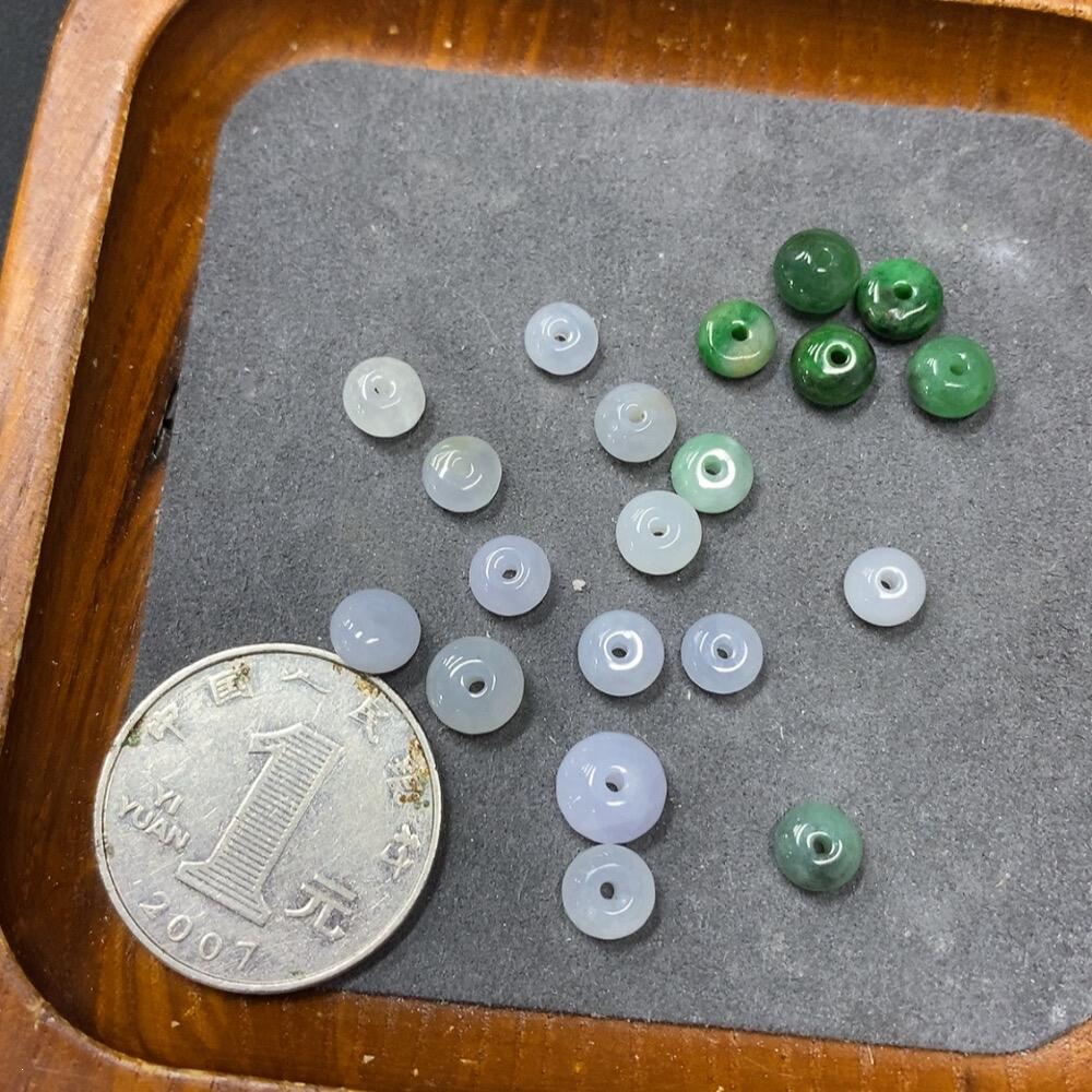 F3261396 Jadeite Beads Sold as a Lot with Individual Cracks and Veins