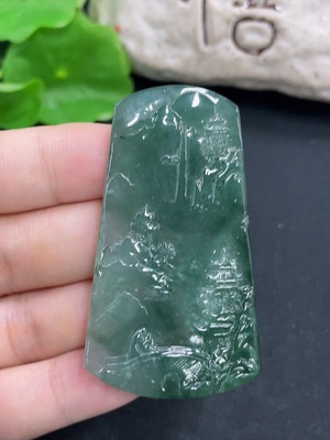 F46562377 翡翠挂件     山水      货品总重约25.2g