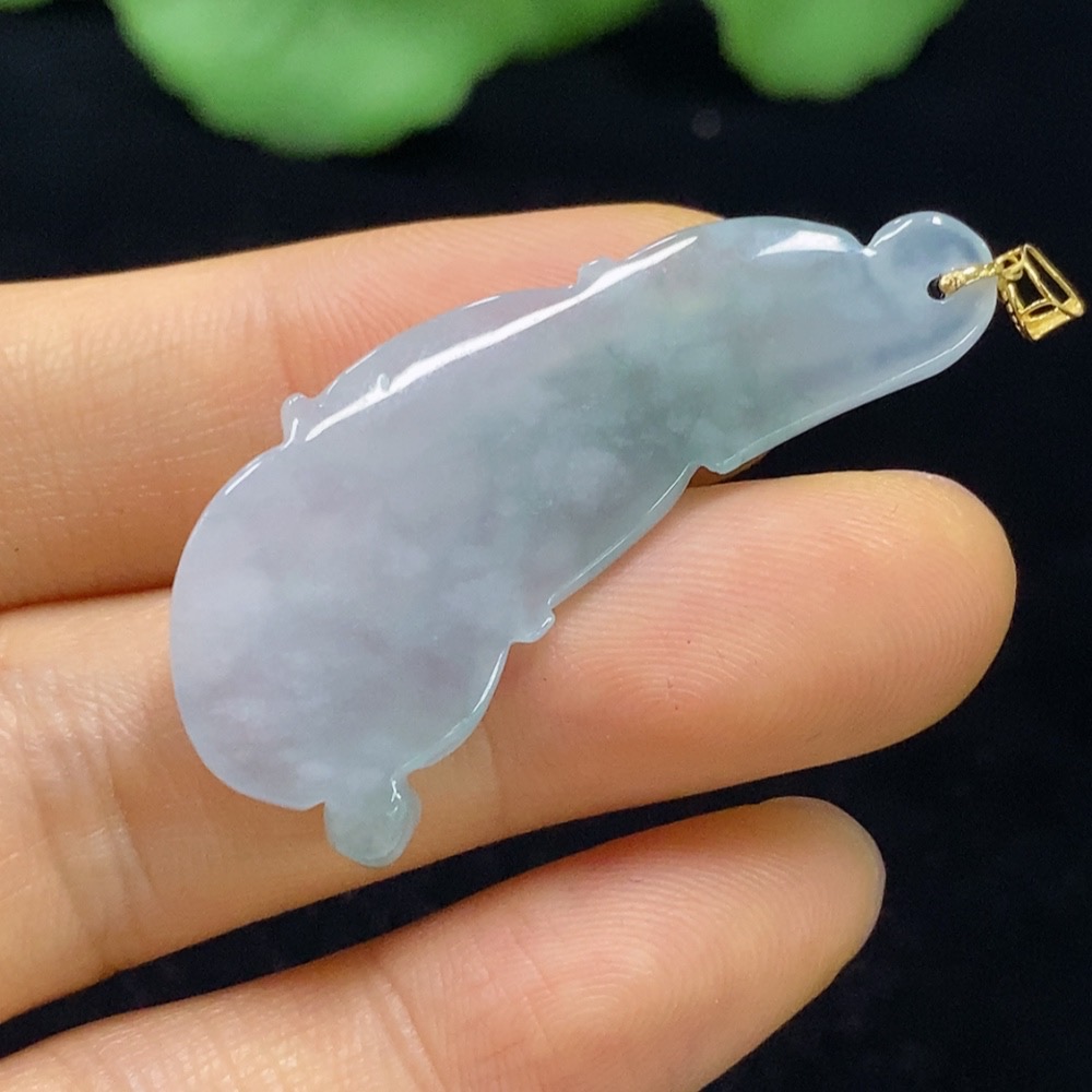 F34074713 Jadeite Leaf Pendant 18k Total Weight Approx.4.33g