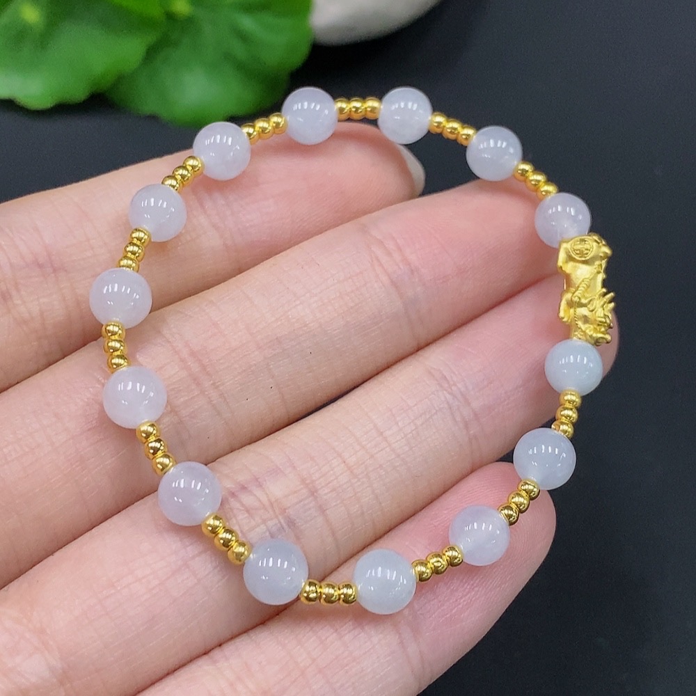 F28242302 Jadeite Bracelet Approx. 5.7mm Total Weight Approx. 4.7g Gold Content 99%