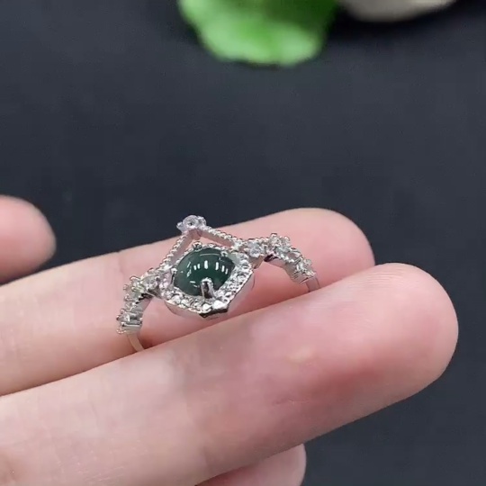 F34029432 Jadeite inlaid ring Total weight about 1.5g (non-gold inlaid) (adjustable)