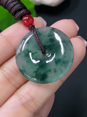 F26004985 Jadeite Safety Buckle Pendant Total Weight Approx. 7.5g (Including Rope Weight)