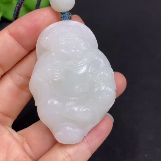 H31601937 Hetian Jade Pendant    God of Wealth    Total Weight (including rope): 48.8g