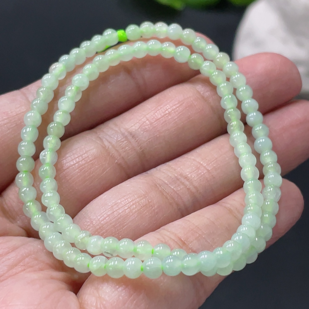 F33837129 JadeiteBeaded Bracelet Approx.3.3mm Total Weight About 6.56g