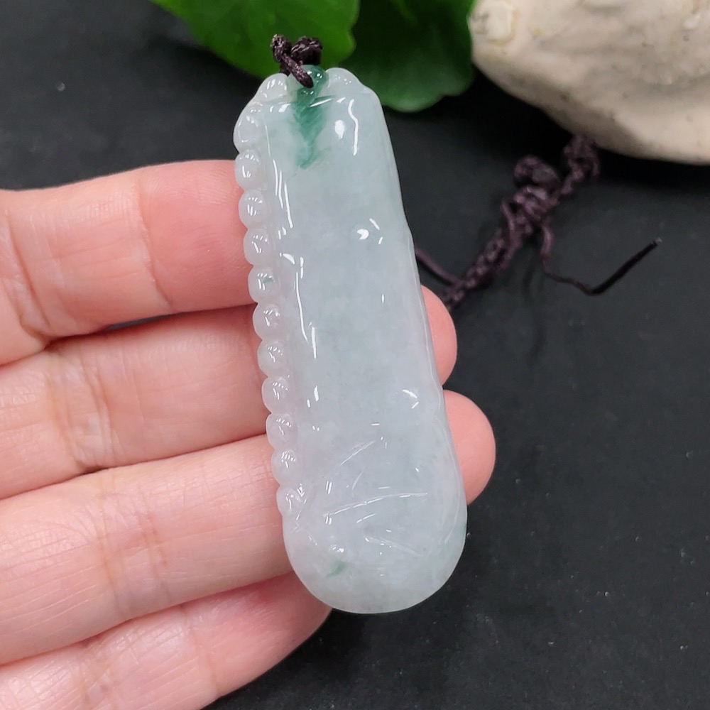 F35129099 Jadeite Bamboo Pendant Total Weight Approx.14.9g
