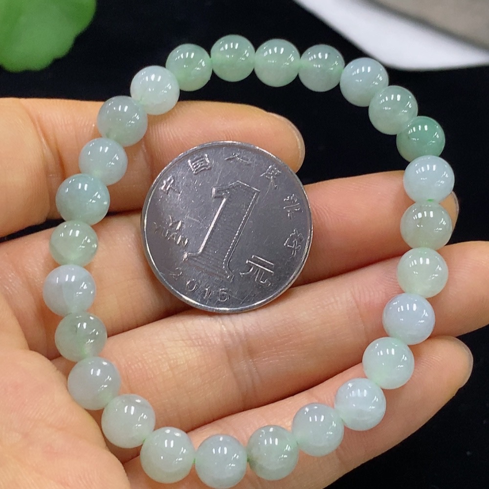 F35094896 Jadeite Bead Bracelet Approx. 6.8mm Total Weight About 15.45g