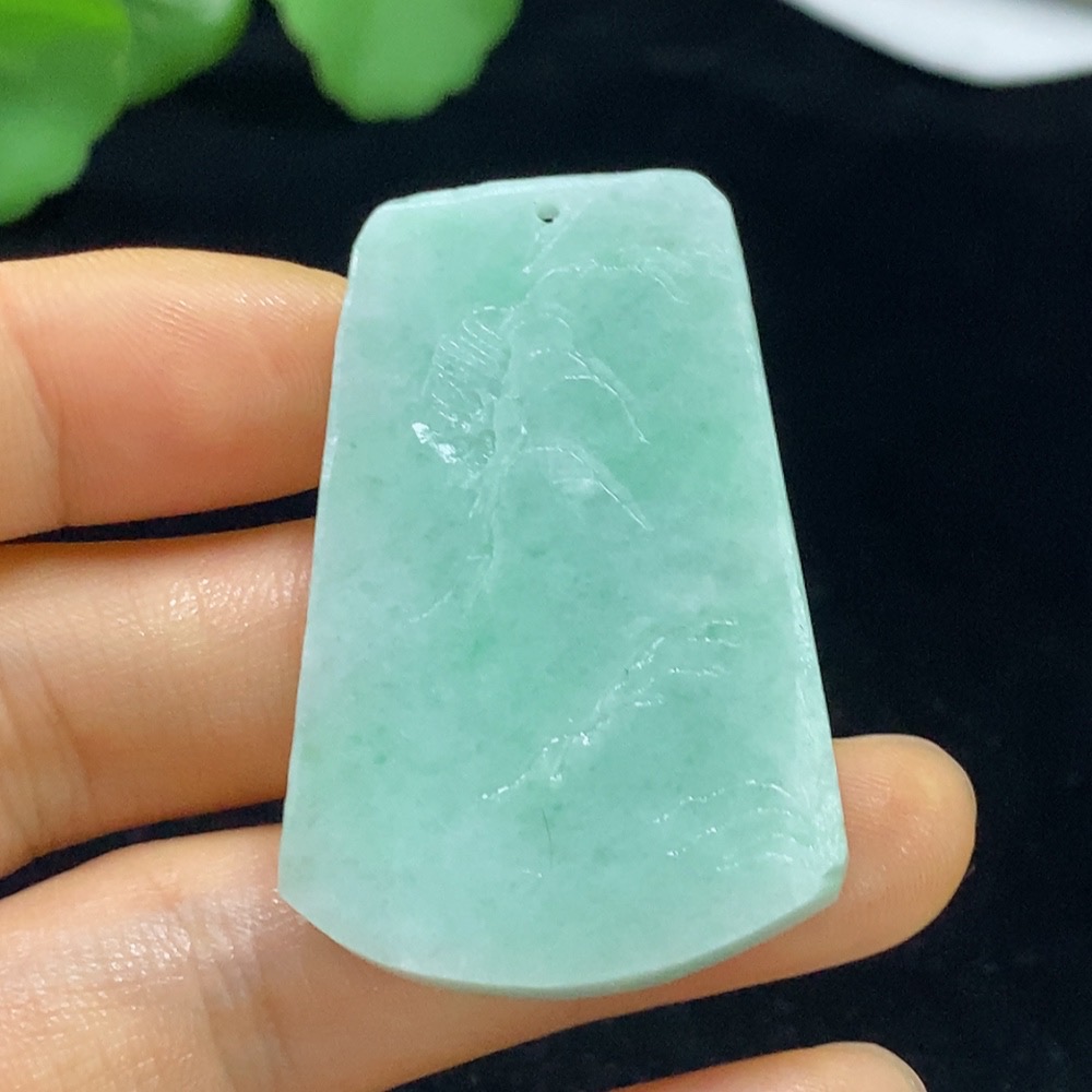 F35136065 Jadeite Rough Landscape Pendant Total Weight Approx. 20.61g