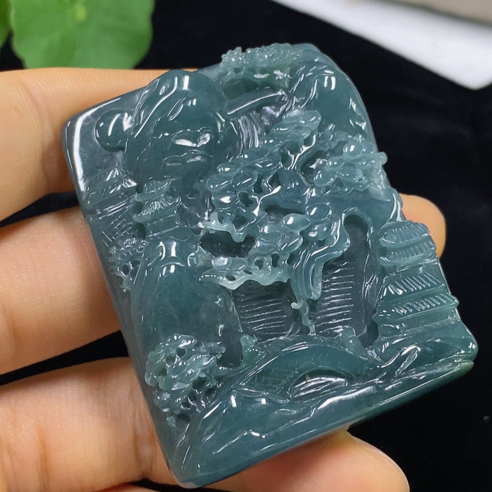 F34975201 Jadeite Landscape Pendant, Total Weight Approx. 58.5g
