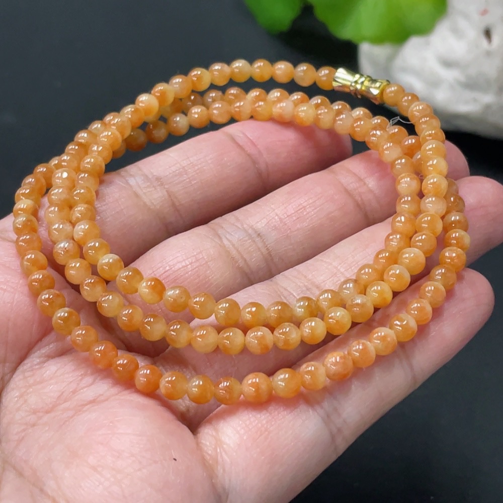 F34018783 Jadeite Bead Necklace Approximately 4.1mm Total Weight About 17.89g Color Origin Undetermined