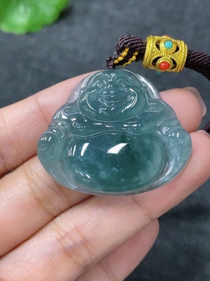 F34030149 Jadeite Buddha Pendant with Non-Gold Rope, Total Weight Approx. 13.2g