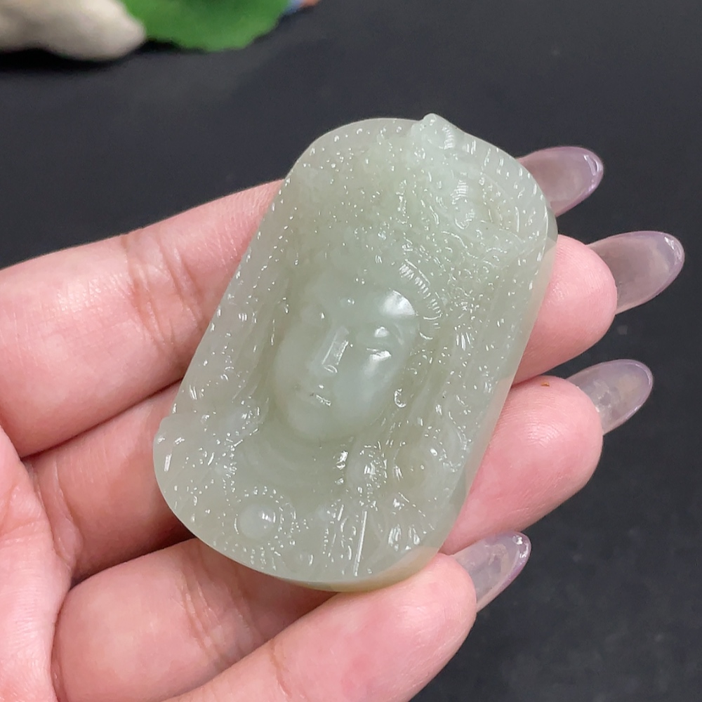 H34957176 Hetian Jade Pendant Guanyin Total Weight About 32.8g