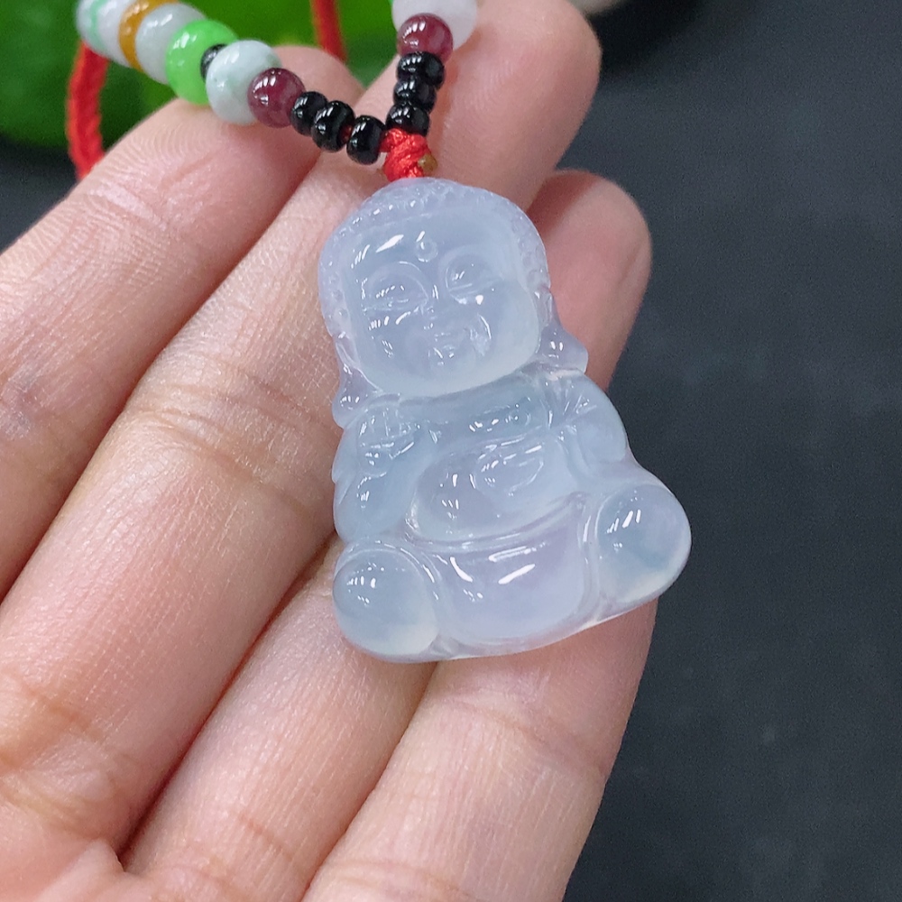 F35139571 Jadeite Baby Buddha Pendant Total Weight Approx. 11.18g With Non-Grade A Beads