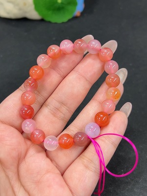 H41939346 盐源玛瑙手串 卡8.5mm左右 仅红色 货品总重约18.3g