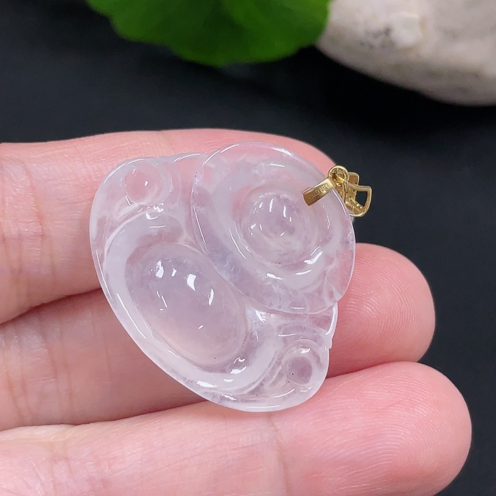 F30526926 Jadeite Buddha Pendant, 18K Gold, Total Weight Approx. 5.7g