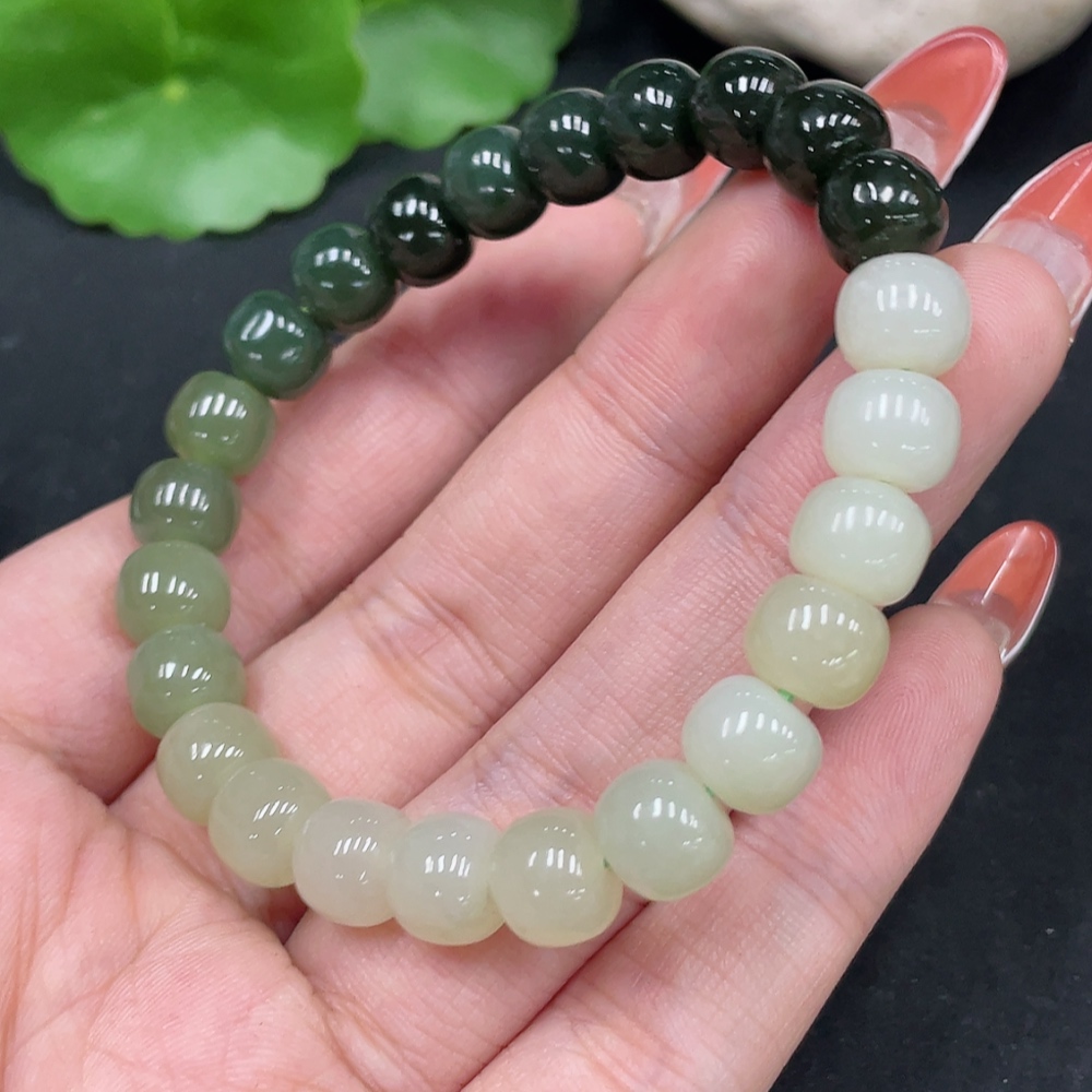 H35085070 Hetian Jade Bracelet Approx. 7.8mm Total Weight Approx. 20.2g