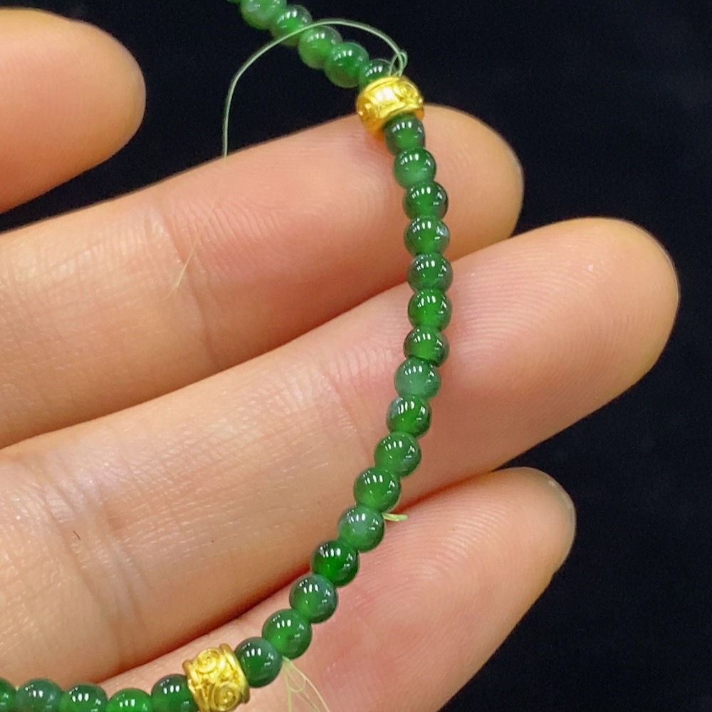 F34044450 Jadeite Bracelet approx. 2.9mm Beads Total Weight approx. 3.43g Non-Gold