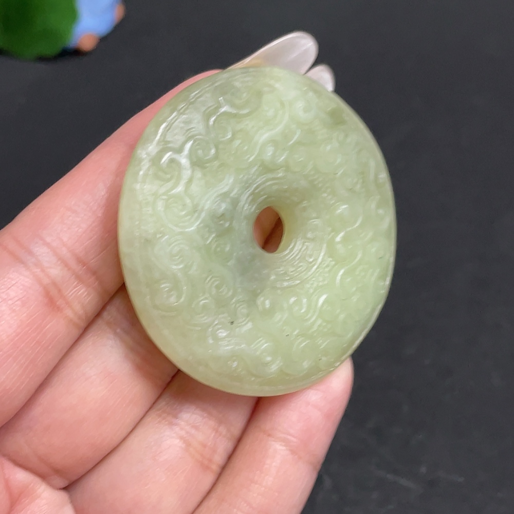 H28272862 Hetian Jade Pendant, Antique-style Button, Total Weight Approx. 40.6g