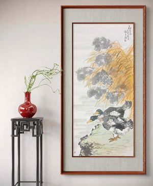 W43117396 韩立朋《秋意》纸面国画 无装裱 约137*69cm