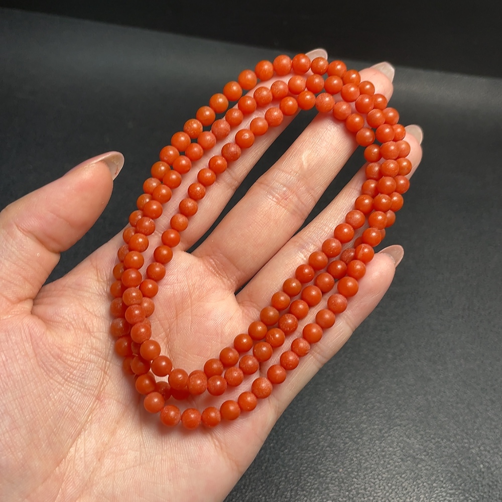 C33888822 South Red Agate Bead Necklace, Total Weight Approx. 25.92g, Bead Size 5.3mm